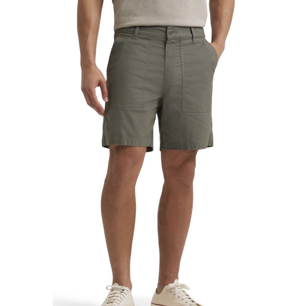 Lee Men’s Heritage Olive Green Relaxed Fit Utility Shorts New Lightweight